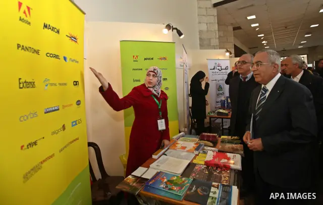 Palestinian Pime Minister, Salam Fayyad attends the opening ceremony of the Palestinian ICT Exhibition at Birzeit University in the West Bank city of Ramallah on April 5, 2011. Photo by Mustafa Abu Dayeh