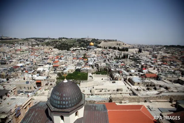 General view of the Dome of the Rock and the Old City in East Jerusalem on April 14 2011. Photo by Sliman Khader