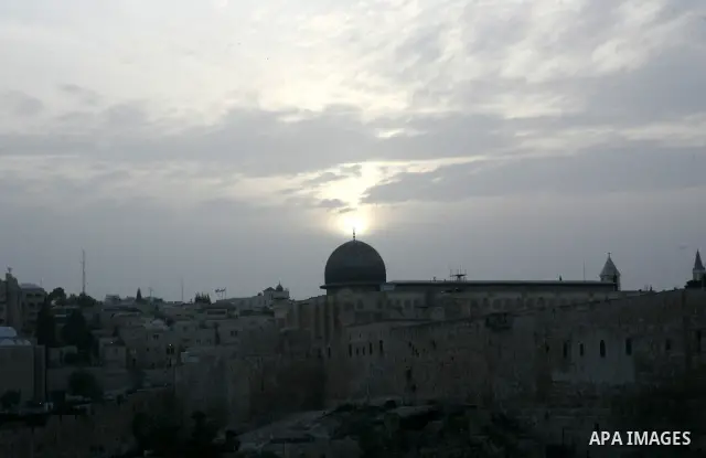 Alaqsa mosque is seen Alaqsa compound in the Jerusalem's old city on April 20,2011. Photo by Mahfouz Abu Turk