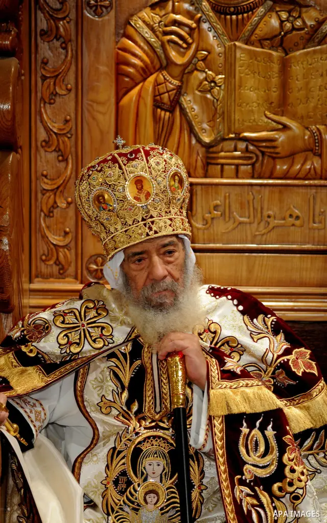 Egypt's Coptic Pope Shenouda III attends an Easter service in the main cathedral in Cairo April 23, 2011. This year, the Orthodox and Catholic churches are celebrating Easter on the same date. Photo by Ahmed Asad