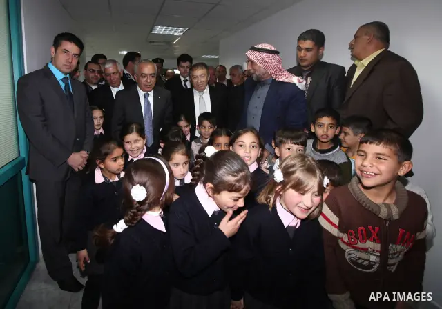Palestinian Prime Minister, Salam Fayyad visits the Islamic Charity Association in the West Bank city of Hebron on April 24, 2011. Photo by Mustafa Abu Dayeh