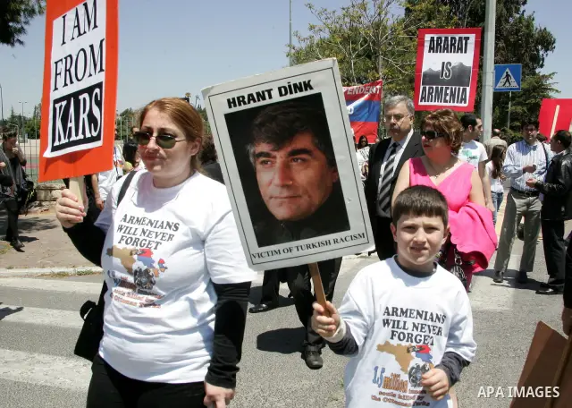 Members of the Armenian community in Jerusalem rally outside the Turkish consulate in Jerusalem on April 24, 2011 to mark the 96th anniversary of mass killings of Armenians under the Ottoman Empire. Armenians say up to 1...