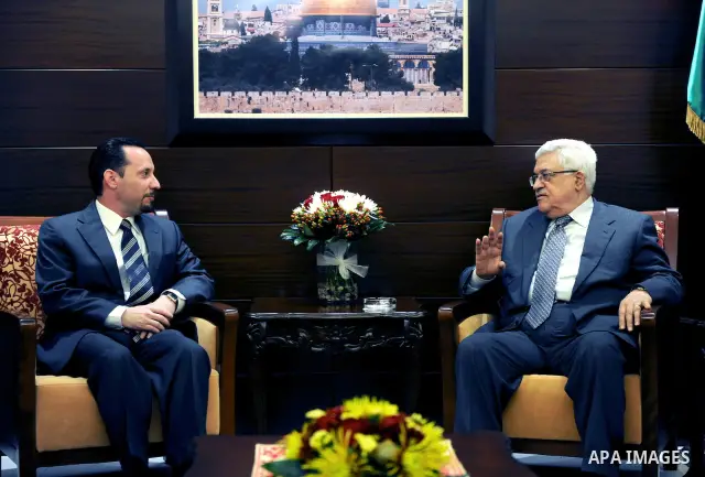 Palestinian President Mahmoud Abbas (Abu Mazen) during a meeting with the U.S. Consul General Daniel Rubenstein in the West Bank city of Ramallah on April 27, 2011. Photo by Thaer Ganaim