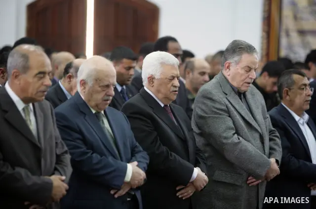 Palestinian President Mahmoud Abbas (Abu Mazen) attends Friday prayers in the West Bank city of Ramallah on April 29, 2011. Photo by Thaer Ganaim