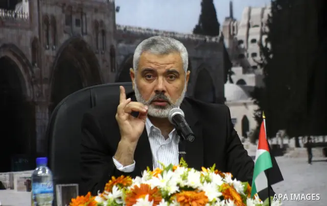 Palestinian prime minister in Gaza Strip, Ismail Haniya speaks during a meeting with journalists about the latest political development the Palestinian unity between Fatah and Hamas in Gaza city on May 2,2011. Photo by M...