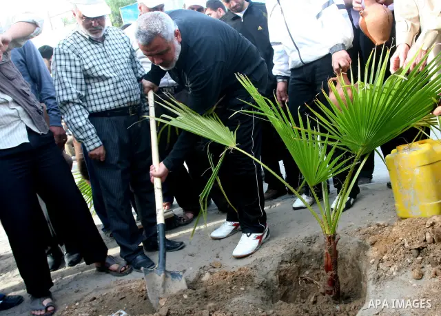 Palestinian prime minister in Gaza Strip, Ismail Haniya plants a tree during the project entitled "Gaza is the most beautiful despite the blockade" in Gaza city on May 02, 2011. Haniya condemned on Monday the U.S. killin...