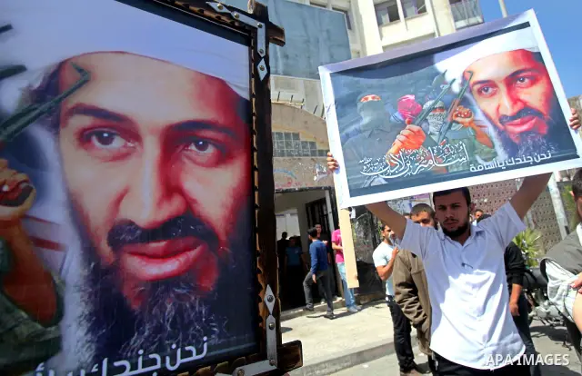 Palestinians shout anti-US slogans during a protest in Gaza City on May 3, 2011 after the killing of Osama Bin Laden by US Special Forces in a ground operation in Pakistan's hill station of Abbottabad. Pakistan said that...