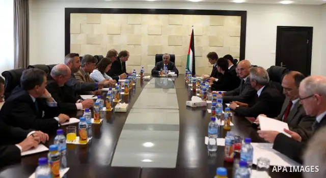 Palestinian Prime Minister, Salam Fayyad meets with representatives and consuls of the European Union countries in the West Bank city of Ramallah on May 3, 2011. Photo by Mustafa Abu Dayeh