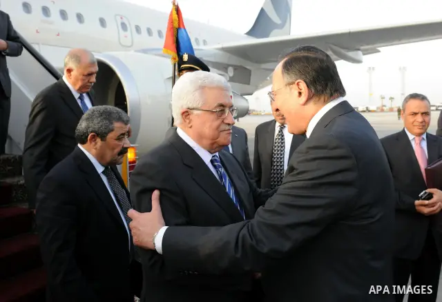 Palestinian President Mahmoud Abbas arrives to the Egyptian capital of Cairo on May 3, 2011. Palestinian factions signed a reconciliation deal in Cairo to end the divide between the West Bank and Gaza and hold elections...