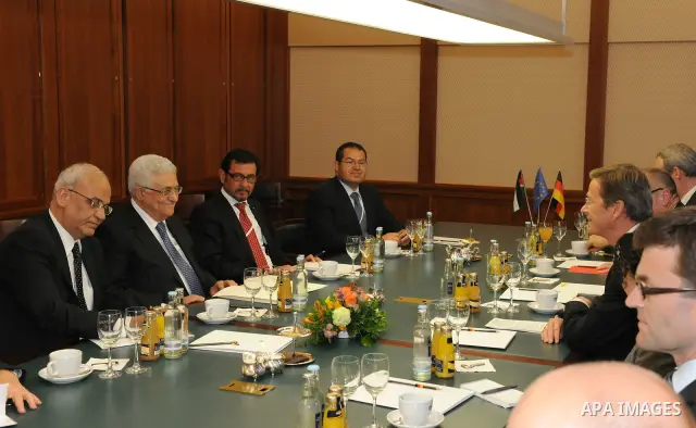 Palestinian President Mahmoud Abbas (Abu Mazen) during a meeting with German Foreign Minister Gedo Vistervlh in Berlin, on May 4, 2011. Photo by Thaer Ganaimin