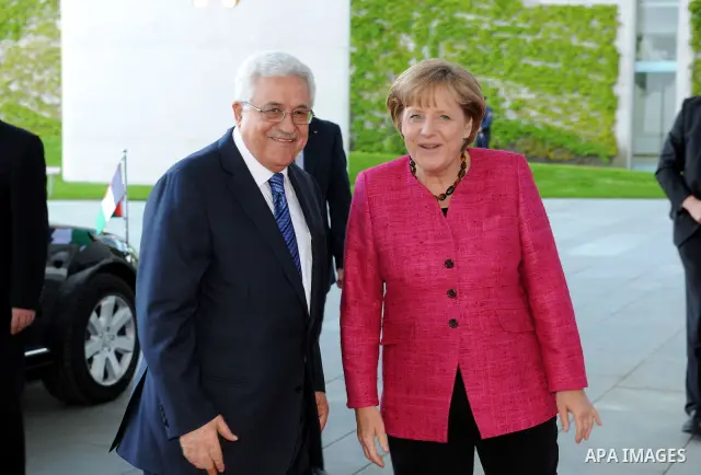 Palestinian President Mahmud Abbas meets with German Chancellor Angela Merkel at the chancellery on May 5, 2011 in Berlin. Germany stressed that it would not recognise a Palestinian state without Israel's acceptance afte...