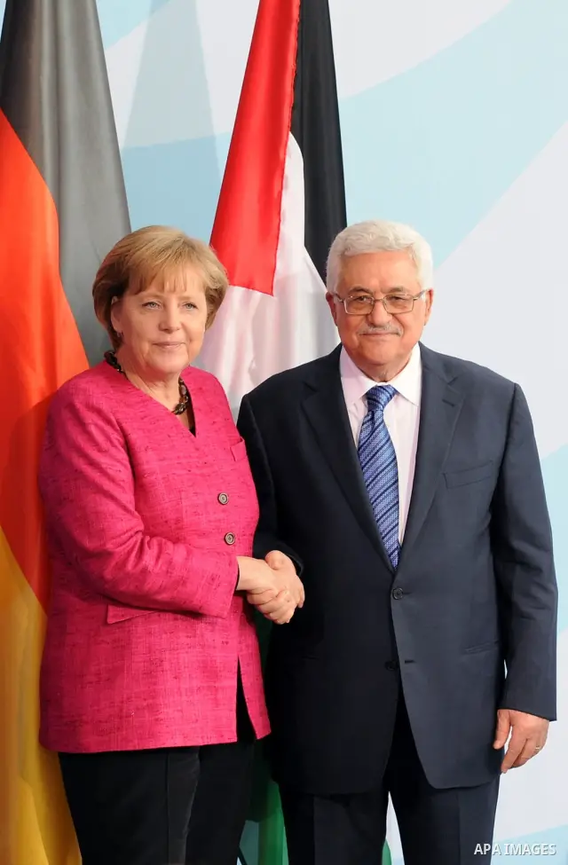 Palestinian President Mahmud Abbas meets with German Chancellor Angela Merkel at the chancellery on May 5, 2011 in Berlin. Germany stressed that it would not recognise a Palestinian state without Israel's acceptance afte...