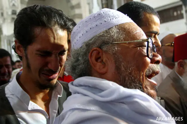 Egyptian Islamists shout slogans during a march to the US embassy after the weekly Friday prayer in Cairo on May 6, 2011, during a demonstration to denounce the killing of Osama bin Laden by US forces in Pakistan. Photo...