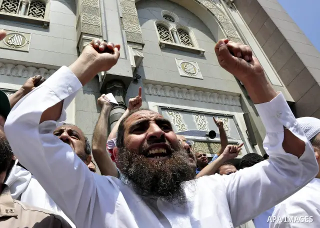 Egyptian Islamist groups chant anti-American slogans as they protest the killing of al-Qaida leader Osama Bin Laden, following the Friday prayer in the Nour mosque in Cairo, Egypt, Friday, May 6, 2011. Al-Qaida on Friday...