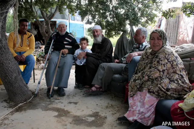 A Palestinian Sheikh Abed el-Haseeb Zaloum, 78 years, lives in a damaged bus, since his house was demolished before ten years by Israeli bulldozers near the Jewish settlement of Karyat Arbaa, in the West Bank city of Heb...