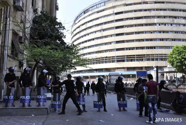 Egyptian Christians protest in front of the state television building in Cairo on May 9, 2011 against recent attempts to trigger sectarian conflict in the country, as the government has vowed to use an "iron fist" to ens...