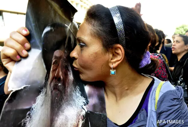Egyptian Christians protest in front of the state television building in Cairo on May 9, 2011 against recent attempts to trigger sectarian conflict in the country, as the government has vowed to use an "iron fist" to ens...