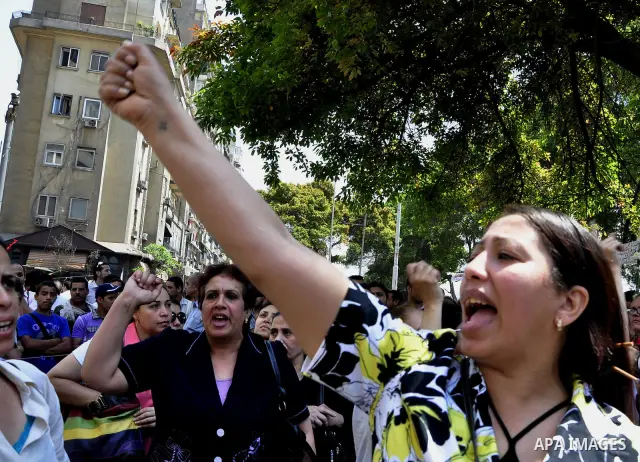 Egyptian Christians protest in front of the state television building in Cairo on May 9, 2011 against recent attempts to trigger sectarian conflict in the country, as the government has vowed to use an "iron fist" to ens...