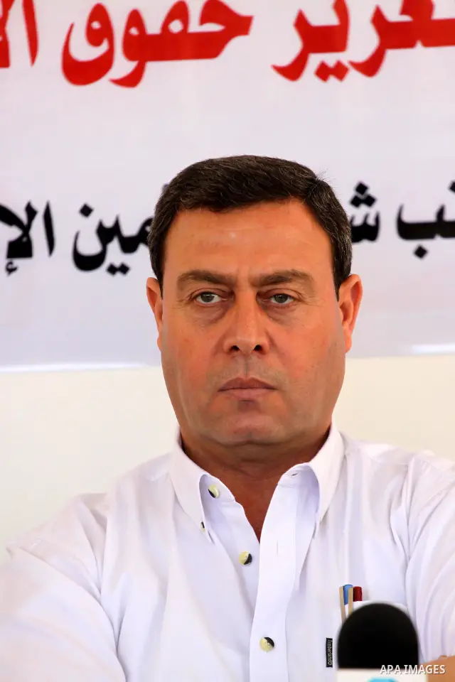 Dyab al-Louh, the Palestinian member of Fatah Revolutionary council attends a press conference about the Palestinian reconciliation between Fatah and Hamas in Gaza City on May 10,2011. Photo by Mohammed Asad