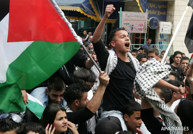 Palestinians take part in a demonstration to mark the 63th anniversary of "Nakba" (catastrophe), in the West Bank city of Bethlehem, on May 12, 2011. Nakba means "catastrophe" in reference to the birth of the state of Is...