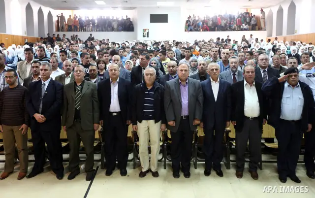 Palestinian Prime Minister, Salam Fayyad attends the final ceremony of Cultural Mondial in the West Bank town of Al-Ezareah on May 12, 2011. Photo by Mustafa Abu Dayeh