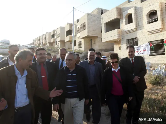 Palestinian Prime Minister, Salam Fayyad attends the opening ceremony of Khalil al-Louz Housing Project in the West Bank city of Bethlehem on May 12,2011. Photo by Mustafa Abu Dayeh