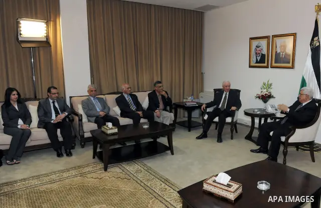Palestinian President Mahmoud Abbas (Abu Mazen) during his meeting with a delegation from the Independent Commission for Citizens Rights in the West Bank city of Ramallah on May 13, 2011. Photo by Thaer Ganaim