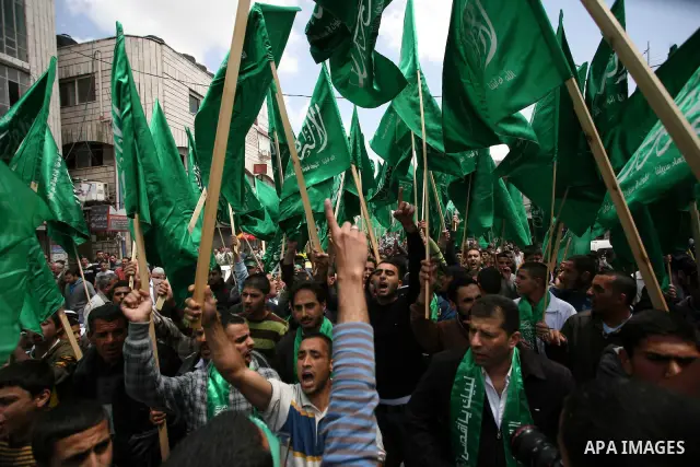 Palestinian supporters of Hamas Islamist movement attend a rally to mark the 63th anniversary of "Nakba" (catastrophe) on May 13, 2011 in the West Bank city of Ramallah. Nakba means "catastrophe" in reference to the birt...