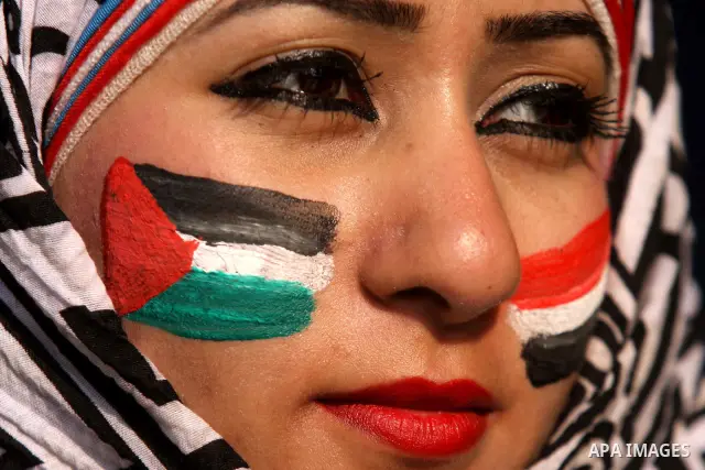Egyptian protesters take part in a protest in front of the Israeli embassy in Cairo on May 15, 2011 in solidarity with Palestinians who mourned the "nakbah" anniversary of Israel's creation in 1948, as a result of which...