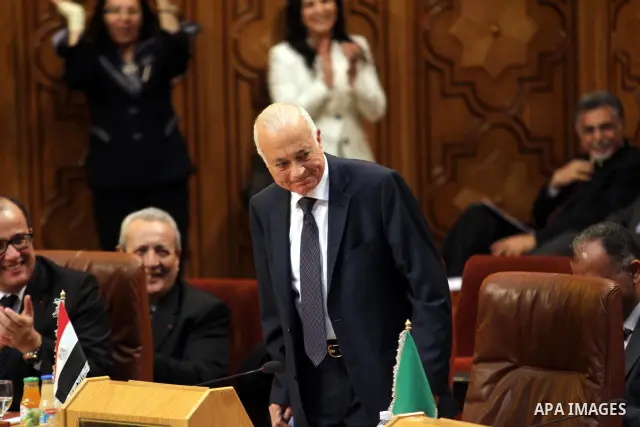 Egyptian Foreign Minister Nabil al-Arabi attends a meeting where he was unanimously elected Arab League chief at the institution's headquarters in Cairo on May 15, 2011. Photo by Ahmed Asad