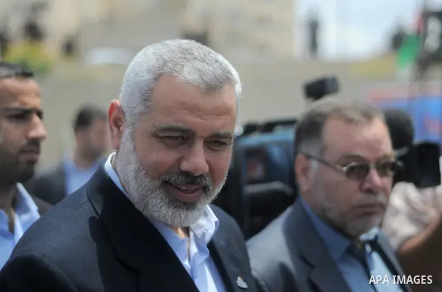 Palestinian Prime Minister of Gaza, Ismail Haniya visits the port of Gaza during the ceremony to deliver fishing boats for fishermen in Gaza city on May 16, 2011. Photo by Mustafa Hassona
