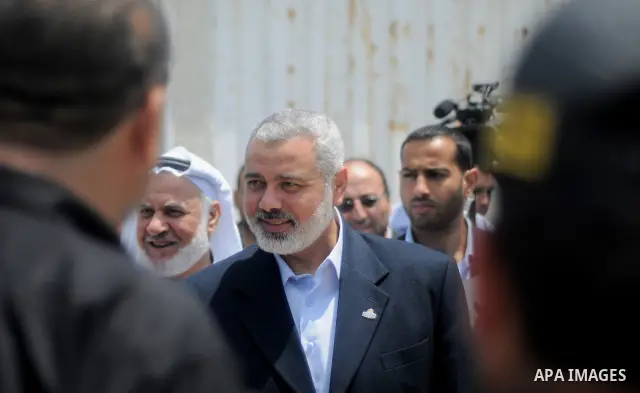Palestinian Prime Minister of Gaza, Ismail Haniya visits the port of Gaza during the ceremony to deliver fishing boats for fishermen in Gaza city on May 16, 2011. Photo by Mustafa Hassona
