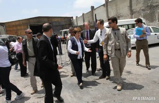 European Commissioner for international cooperation, humanitarian aid and crisis response, Kristalina Georgieva delivers a speech during a press conference in Gaza City on May 16, 2011. Photo by Mohammed Asad