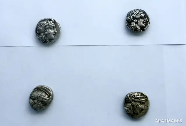 Ancient artifacts recently discovered near the Egyptian border town of Rafah are displayed by the Hamas-run ministry of tourism and antiquities in the southern Gaza Strip on May 25, 2011. The Palestinian Authority has be...