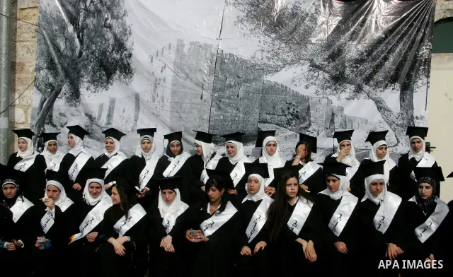 Students attending the closing ceremony of high school in the Association of Muslim young women in East Jerusalem on May 26, 2011. Photo by Mahfouz Abu Turk