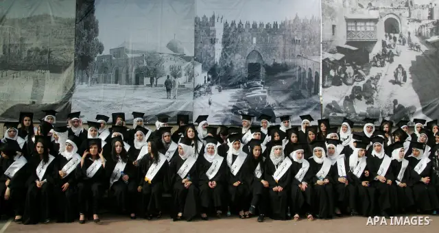 Students attending the closing ceremony of high school in the Association of Muslim young women in East Jerusalem on May 26, 2011. Photo by Mahfouz Abu Turk