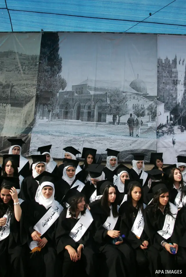 Students attending the closing ceremony of high school in the Association of Muslim young women in East Jerusalem on May 26, 2011. Photo by Mahfouz Abu Turk