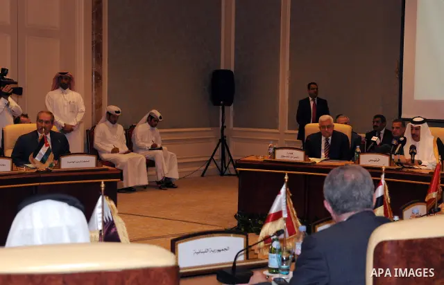 Palestinian President Mahmoud Abbas (Abu Mazen) participates in the Arab Monitoring Committee meeting in Doha on May 28, 2011. Photo by Thaer Ganaim