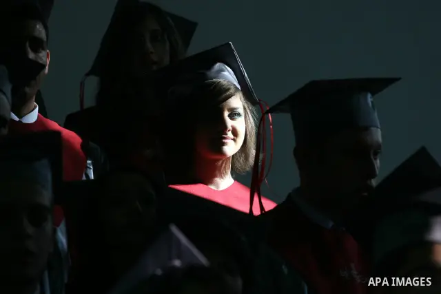 Palestinian students during the graduation ceremony at a "Friends" in the West Bank City of Ramallah, on May 29, 2011. Photo by Issam Rimawi