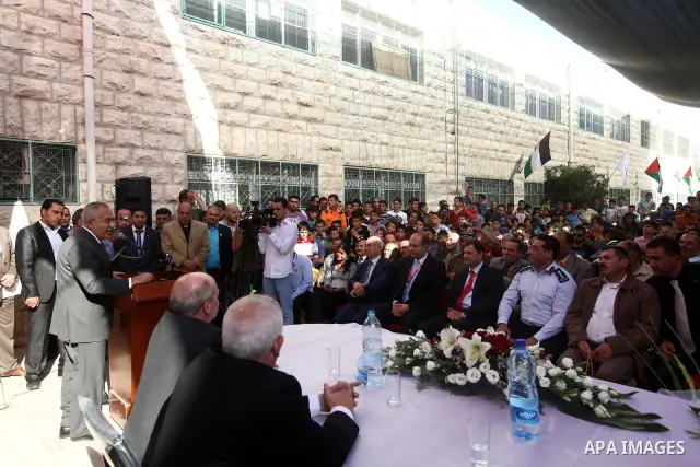 Palestinian Prime Minister Salam Fayyad, during the opening of the center project Tariq ibn Ziyad Community in the west bank city of Hebron on May 30, 2011. Photo by Mustafa Abu Dayeh