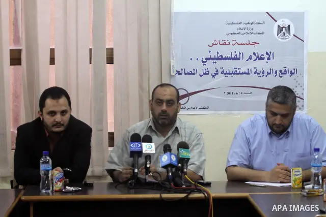 Palestinian government media office during a workshop with journalists in the Gaza Strip on June 4, 2011. Photo by Mohammed Asad