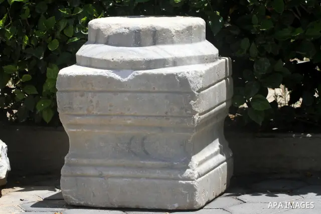Ancient artifacts recently discovered, base and crown of the ancient columns in Gaza city on June 9, 2011. This Ancient artifacts back to the Byzantine period by more than 1200 years. Photo by Mohammed Asad