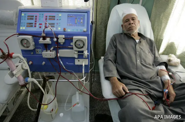 Palestinian patients are treated at a dialysis division in Al Najjar hospital in Rafah, southern Gaza Strip on June 14, 2011. The Palestinian ministry of health in Gaza announced that the coastal enclave is heading for a...