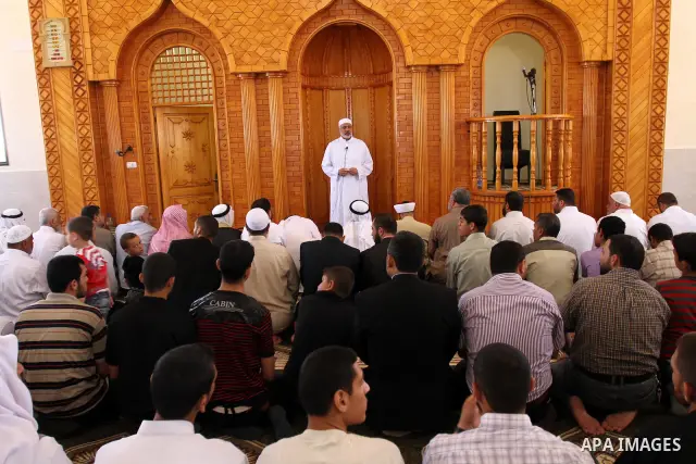 Palestinian Prime Minister in Gaza Strip, Ismail Haniya delivers speech during Friday prayers at a new constructed mosque in the former Israeli settlement of Nate Sarim which was dismantled in 2005, close to Gaza city on...