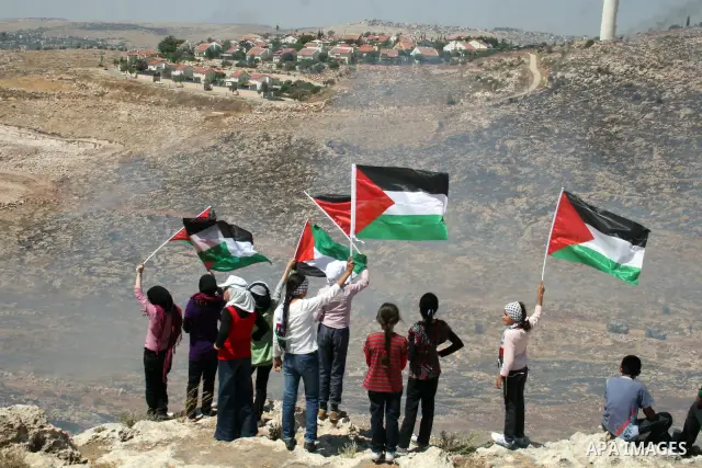Palestinian protesters clash with Israeli border police officers during minor clashes at a protest against the expansion of a nearby Jewish settlement, in the West Bank village of Deir Qadis, near Ramallah June 19, 2011....