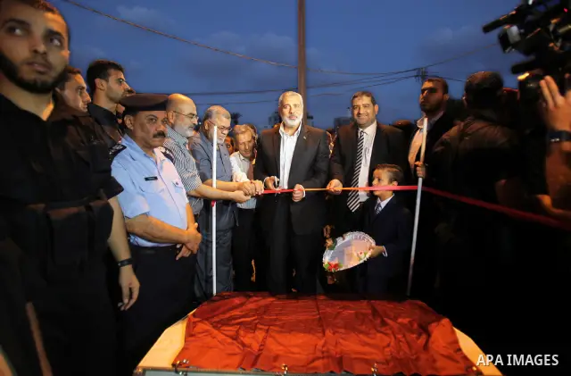 Palestinian Prime Minister in Gaza, Ismail Haniya during the opening ceremony of Al-Shuhada Street in Gaza City on June 19, 2011. Photo by Ali Jadallah