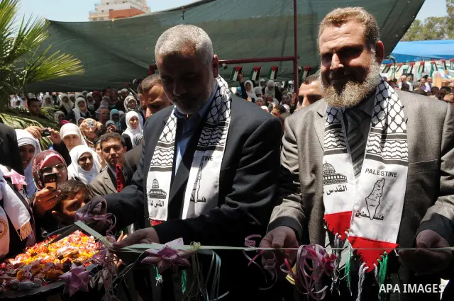 Palestinian Prime Minister in Gaza, Ismail Haniya during opening house safety for the welfare of women and Mustafa Al-Rafii school for the Deaf in Gaza city on June 22, 2011. Photo by Mohammed Ostaz