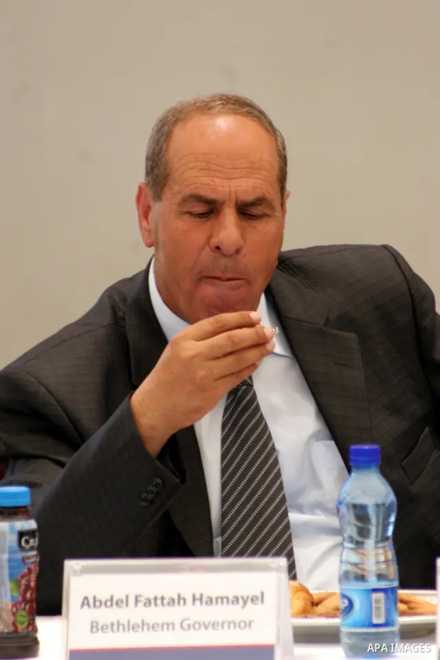 Abed Alfattah Hamayel, a Governor of Bethlehem participates in the inauguration ceremony for well stations rehabilitation project in the southern West Bank village of Tuqu'a, which was financed by the US Agency for inter...