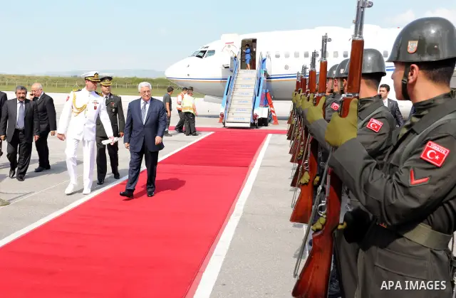 Palestinian President Mahmoud Abbas (Abu Mazen) arrives to the Turkish capital of Ankara on Jun 22,2011. Photo by Thaer Ganaim