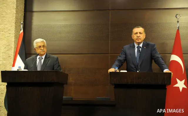 Palestinian President Mahmoud Abbas meets with Turkey's prime minister, Recep Tayyip Erdogan in Ankara on Jun 24,2011. Photo by Thaer Ganaim